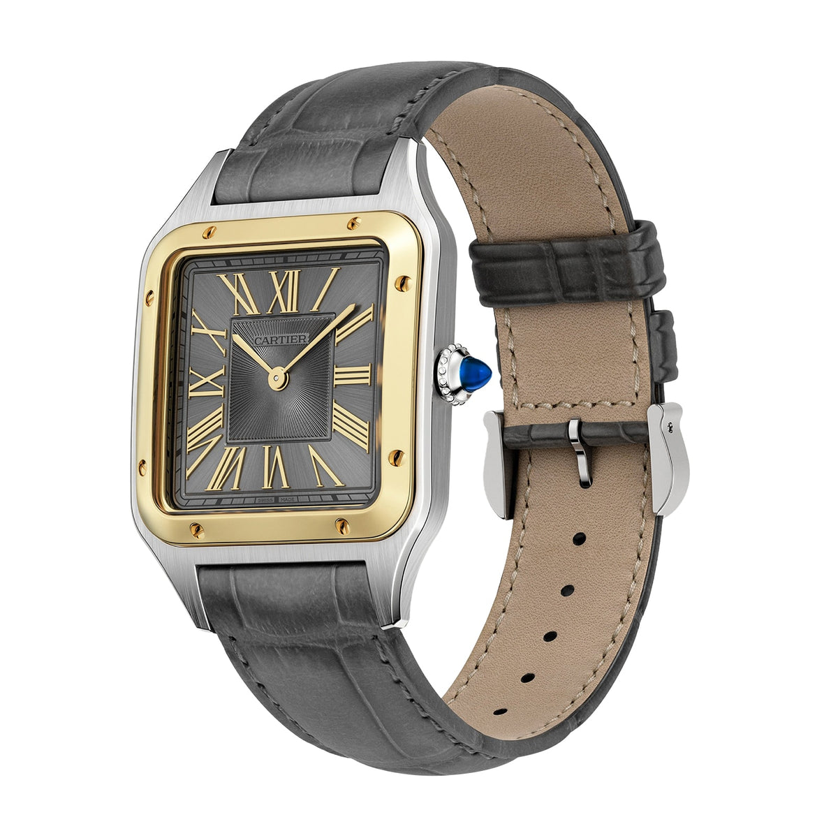 Santos-Dumont | 31.5mm, Two-Tone Steel & 18K Yellow Gold, Alligator Leather, Grey Dial - image 2