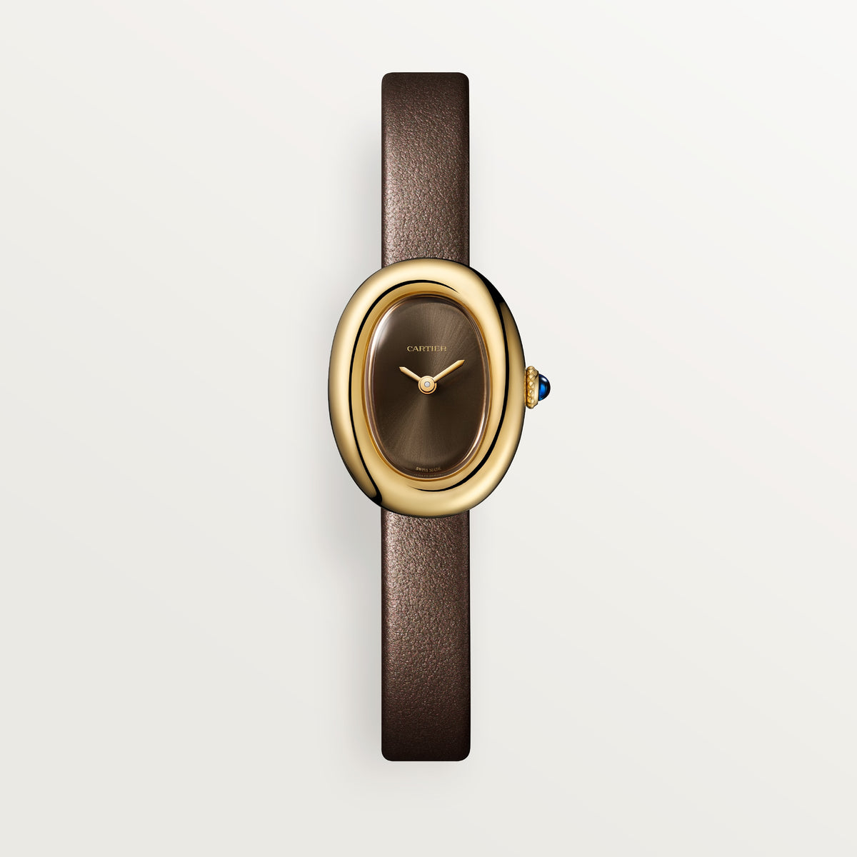 Baignoire Mini Model | 18.5mm, 18K Yellow Gold, Leather, Brown Dial - image 1