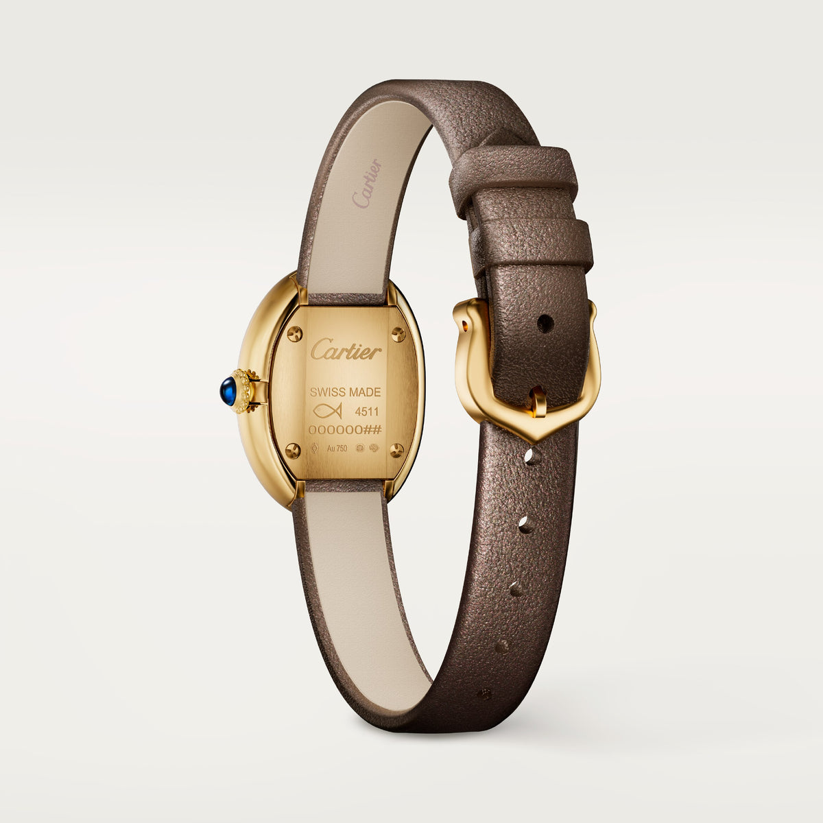 Baignoire Mini Model | 18.5mm, 18K Yellow Gold, Leather, Brown Dial - image 4