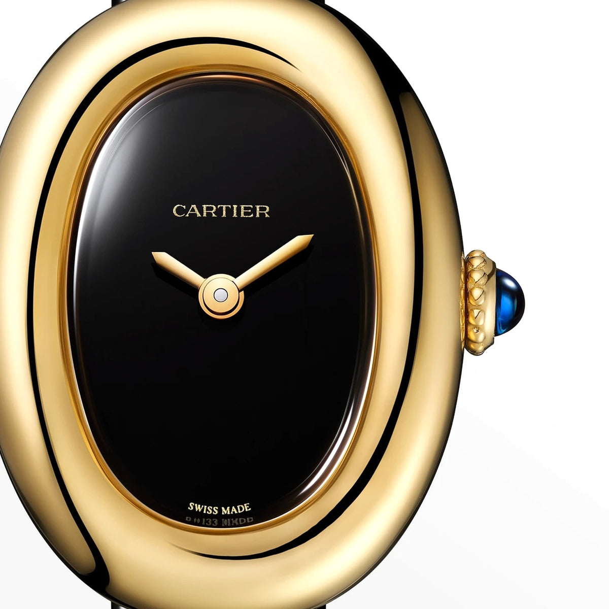 Baignoire Mini Model | 18.5mm, 18K Yellow Gold, Leather, Black Dial - image 2
