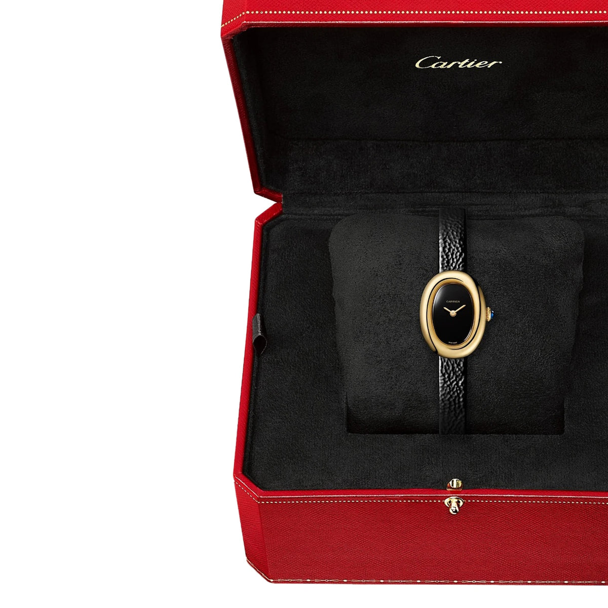 Baignoire Mini Model | 18.5mm, 18K Yellow Gold, Leather, Black Dial - image 4