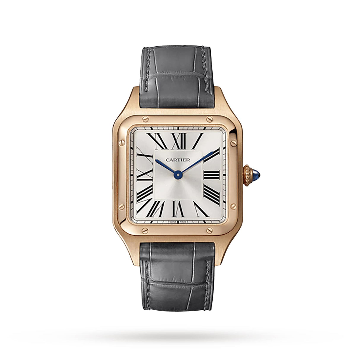 Santos-Dumont Large Model | 31.5mm, 18K Rose Gold, Alligator Leather, Silver Dial - image 1