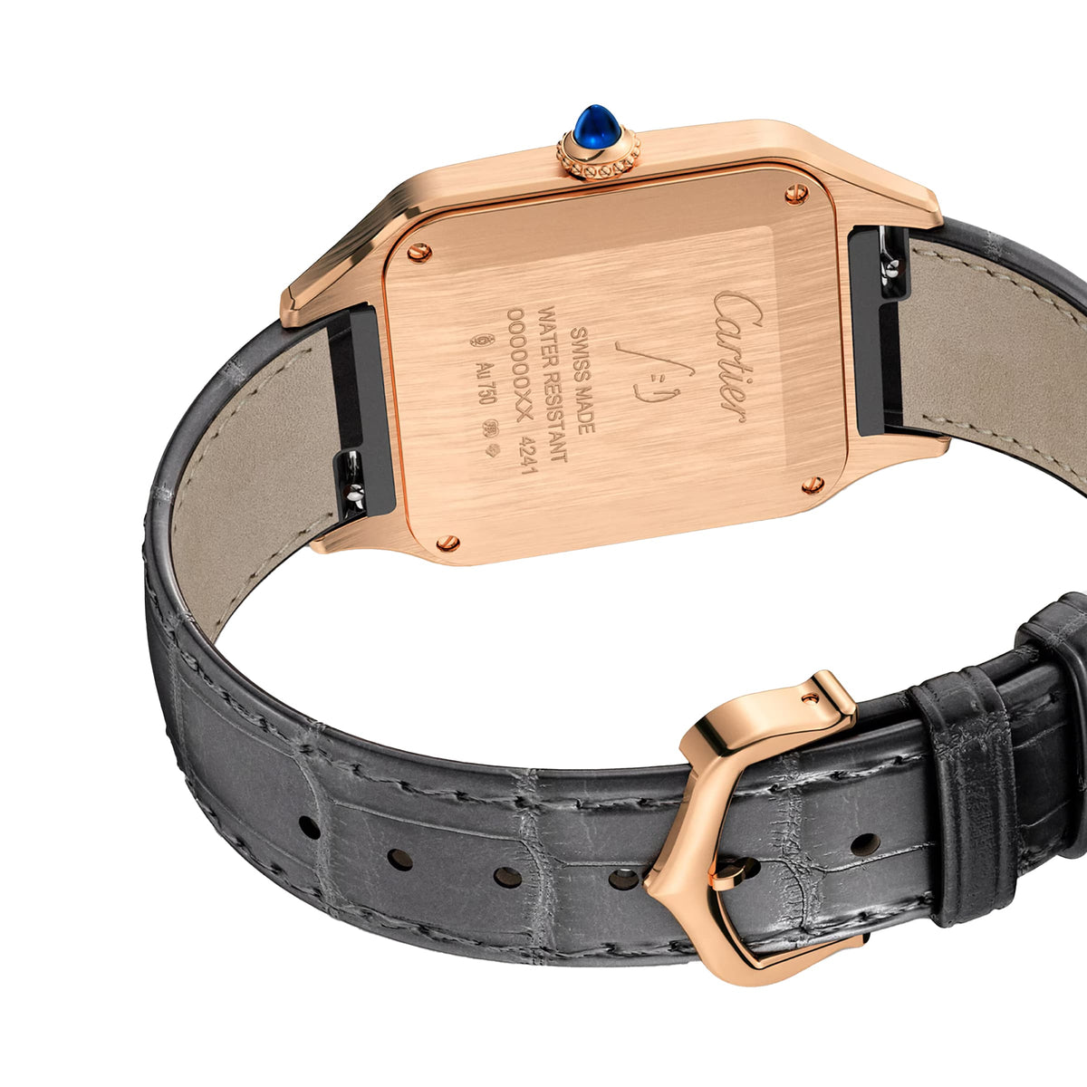 Santos-Dumont Large Model | 31.5mm, 18K Rose Gold, Alligator Leather, Silver Dial - image 4