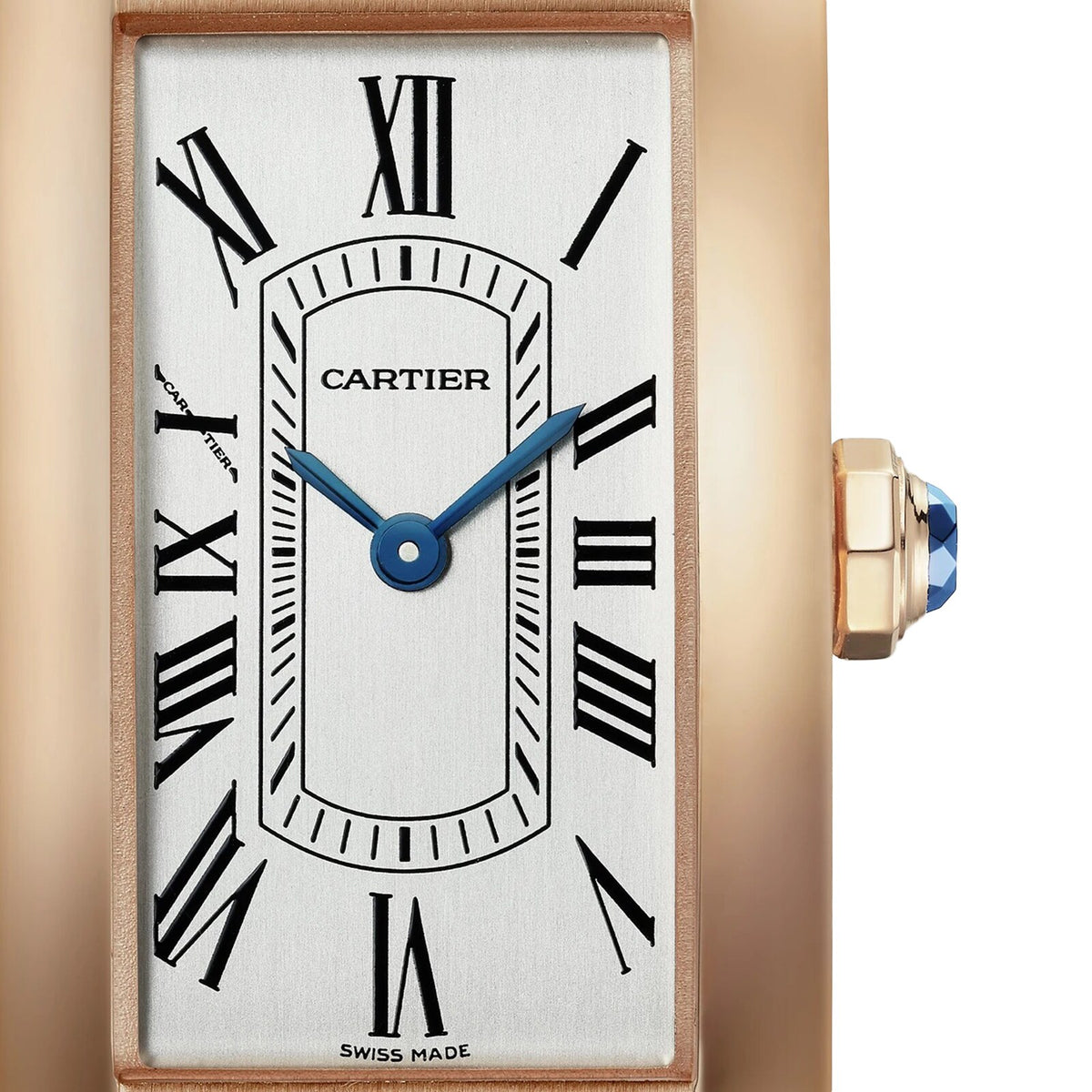 Tank Américaine Small Model | 19.5mm, 18K Rose Gold, Alligator Leather, White Dial - image 2
