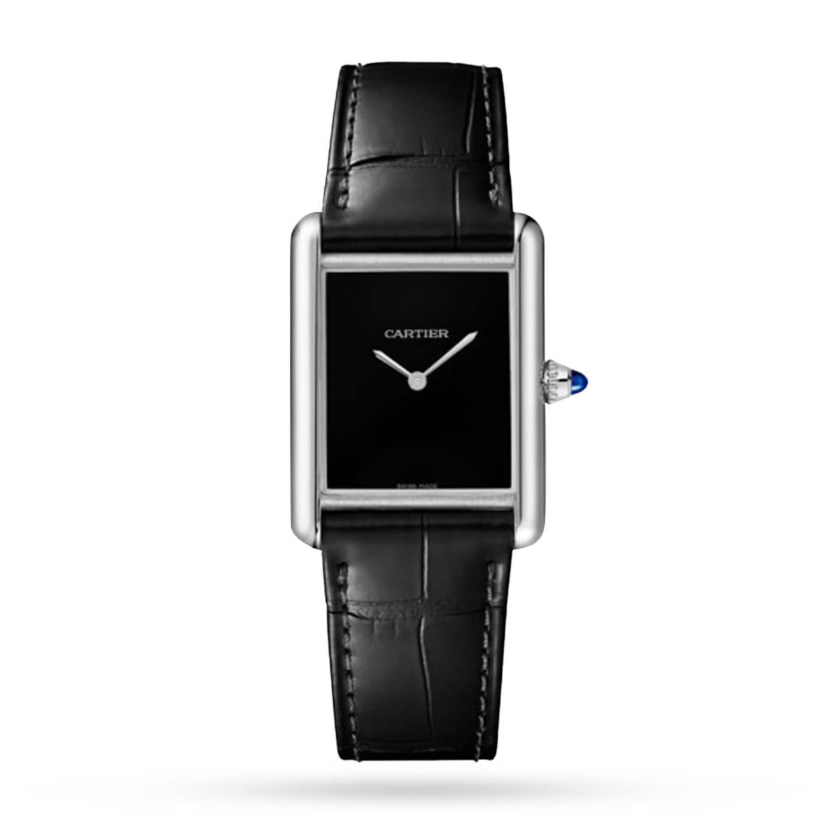 Tank Must de Cartier Large Model | 25.5mm, Steel, Alligator Leather, Black Dial - image 1