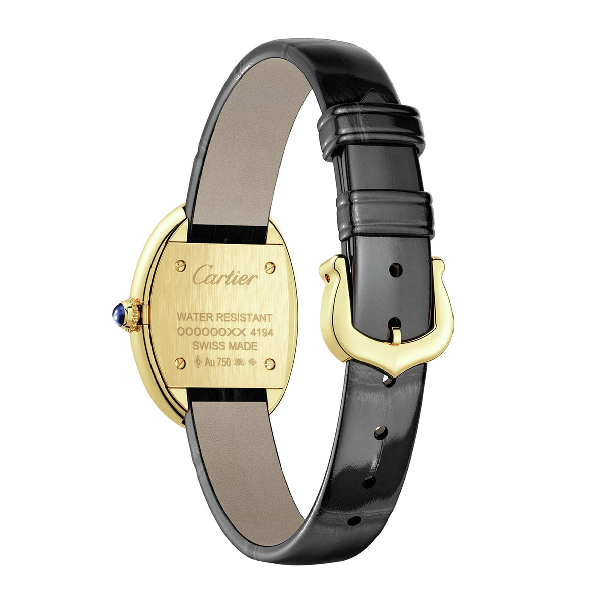 Baignoire (Size 15) | 23mm, 18K Yellow Gold, Alligator Leather, Silver Dial - image 2