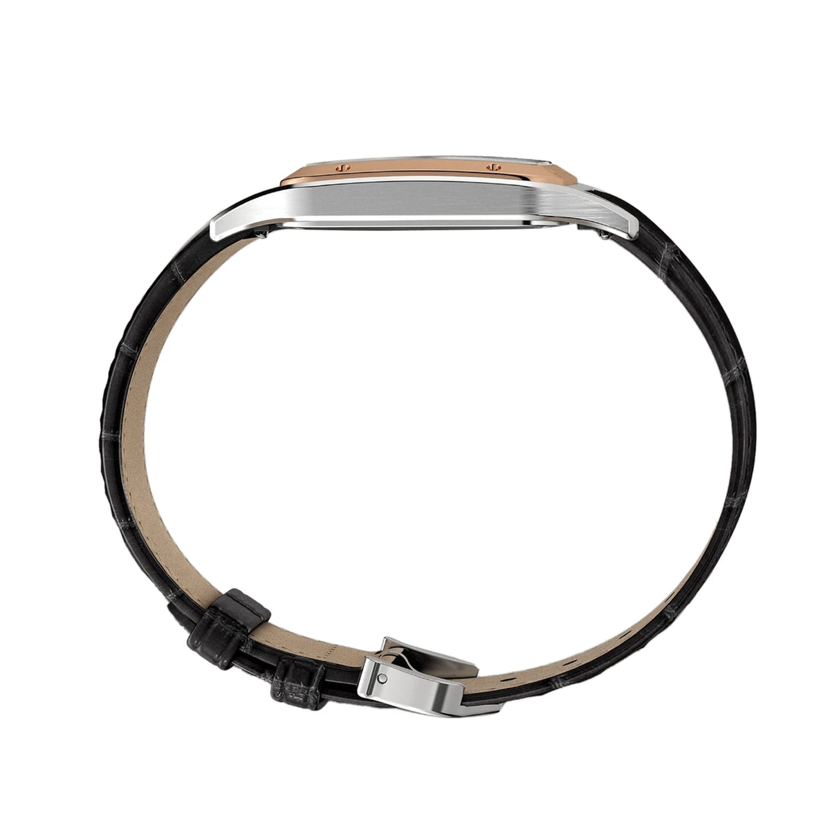 Santos-Dumont Large Model 31.5 | 31.5mm, Two-Tone Steel & 18K Rose Gold, Alligator Leather, Silver Dial - image 4