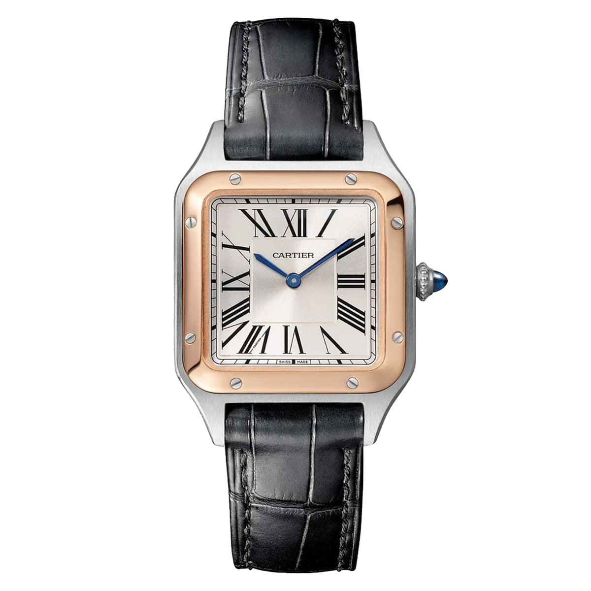 Santos-Dumont | 27.5mm, Two-Tone Steel & 18K Rose Gold, Alligator Leather, Silver Dial - image 1