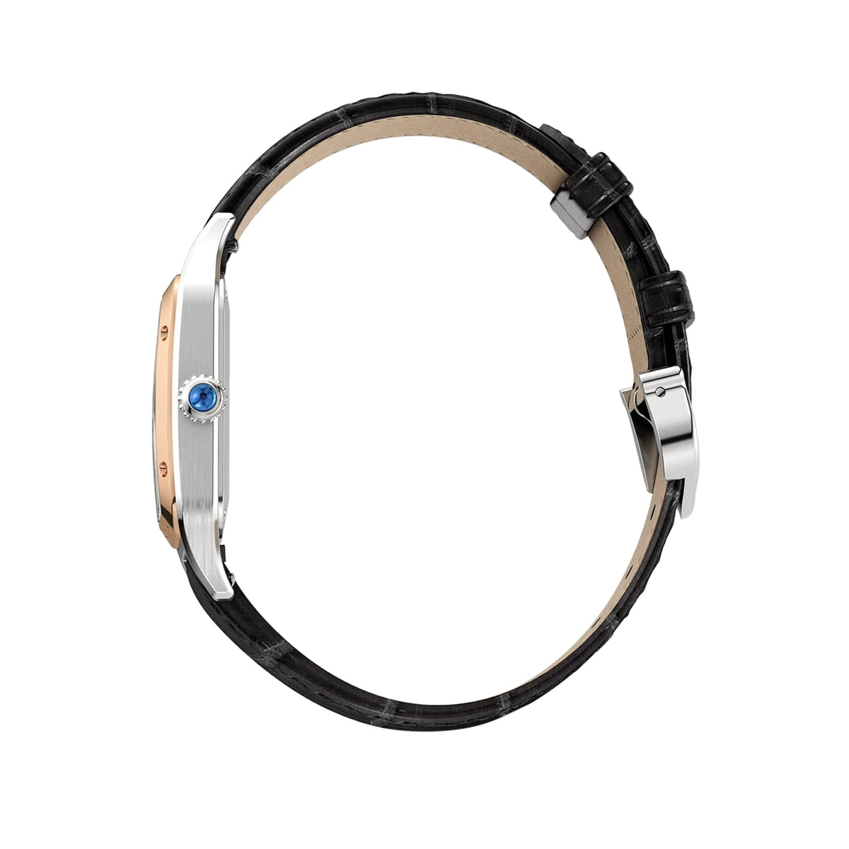 Santos-Dumont | 27.5mm, Two-Tone Steel & 18K Rose Gold, Alligator Leather, Silver Dial - image 3