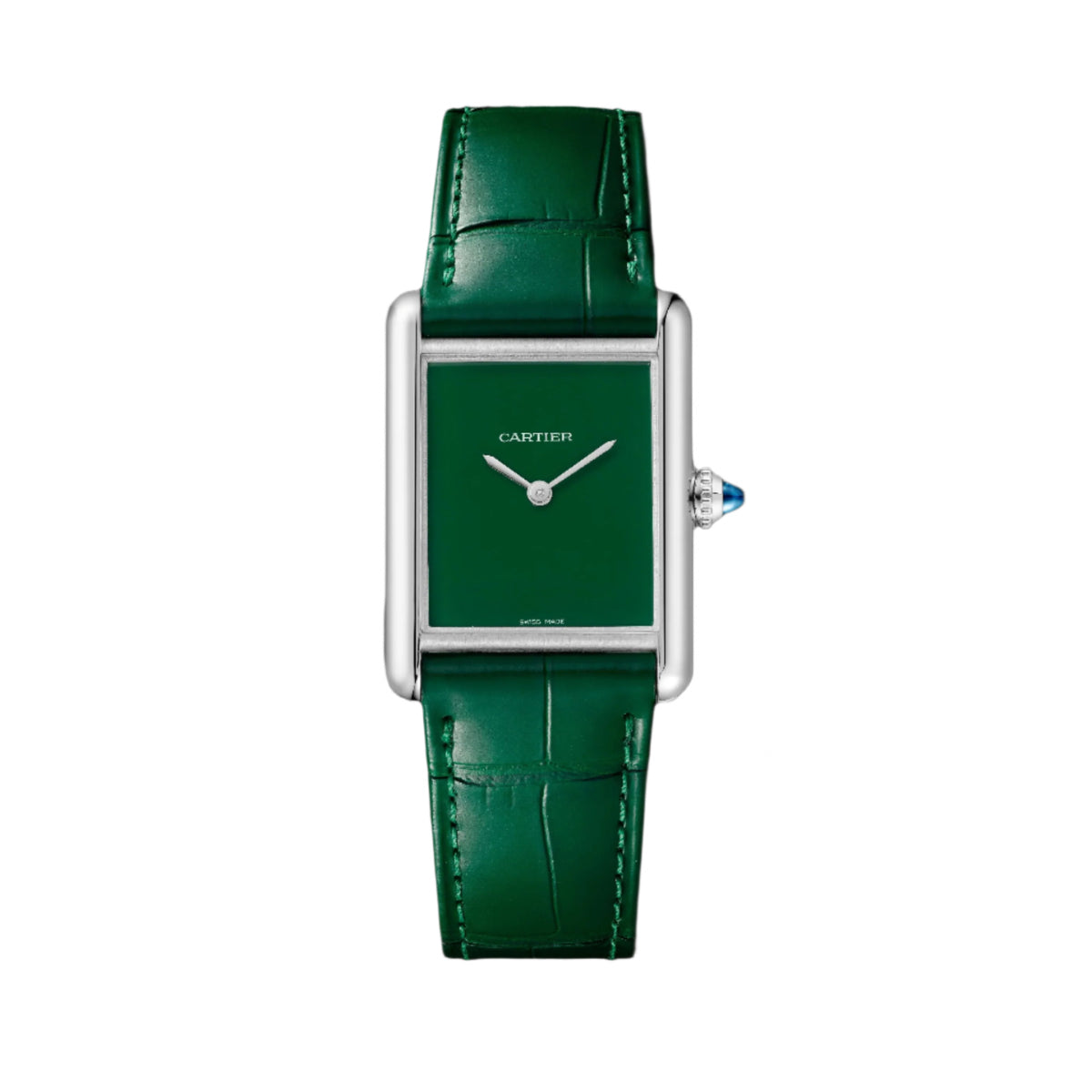Tank Must de Cartier Large Model | 25.5mm, Steel, Leather, Green Dial - image 1