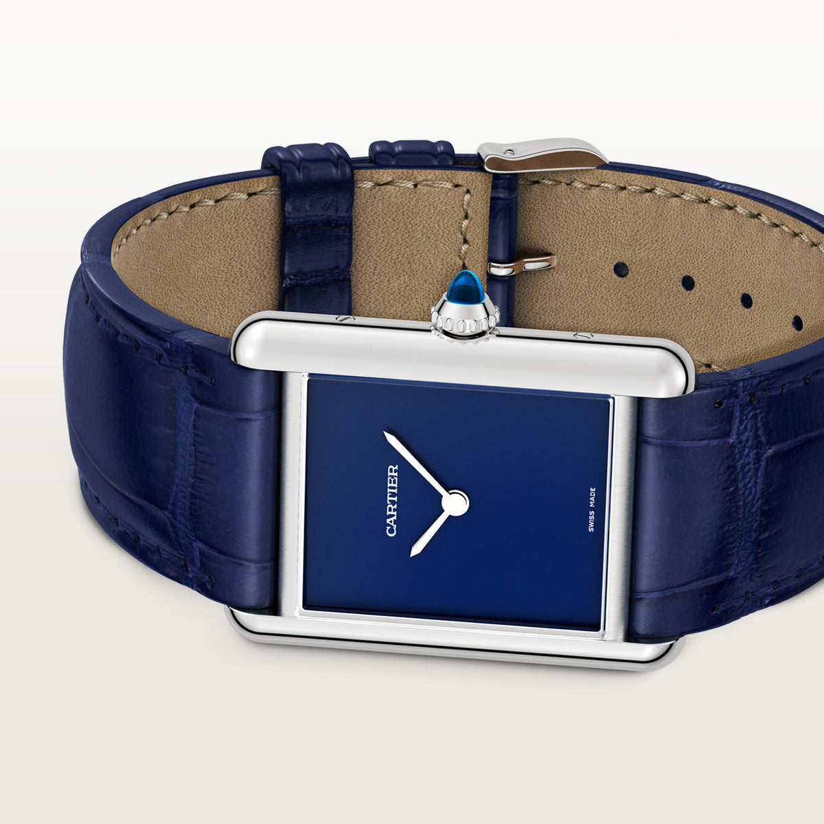 Tank Must de Cartier Large Model | 25.5mm, Steel, Leather, Blue Dial - image 3