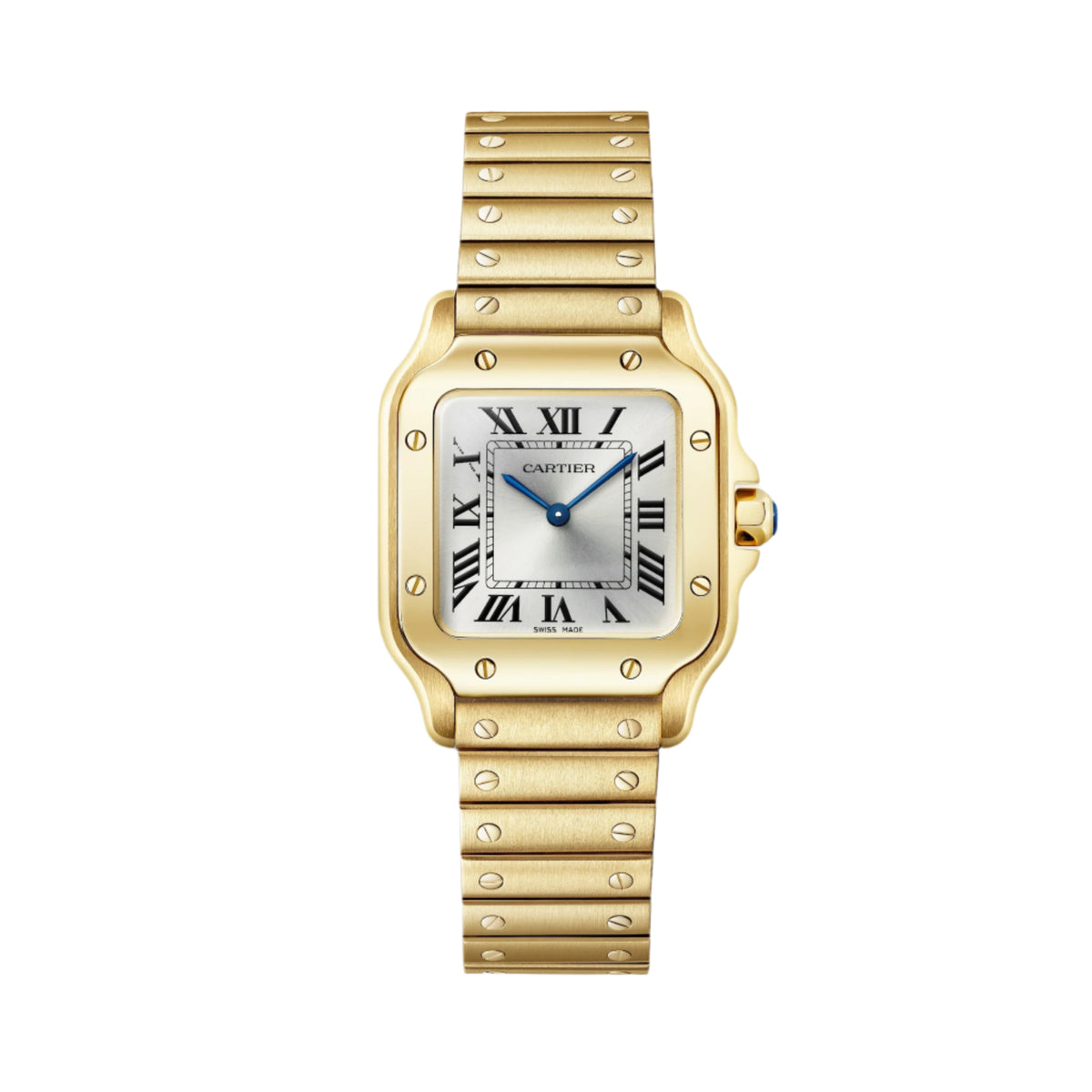 Santos De Cartier Small Model | 27mm, 18K Yellow Gold, Silver Dial - image 1
