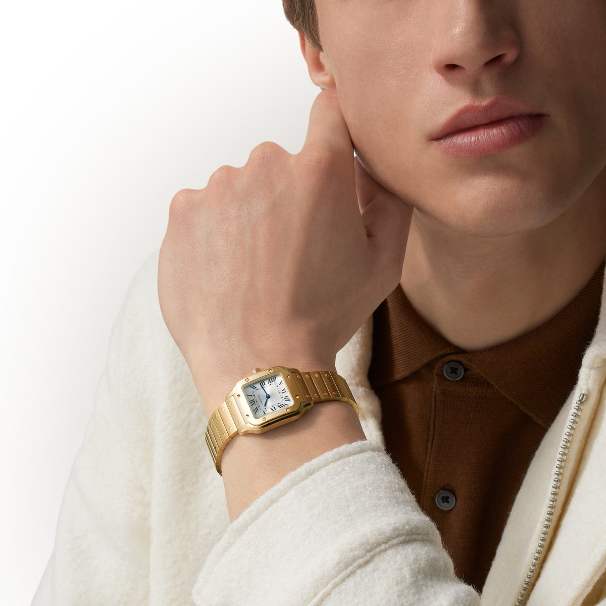Santos De Cartier Small Model | 27mm, 18K Yellow Gold, Silver Dial - image 3