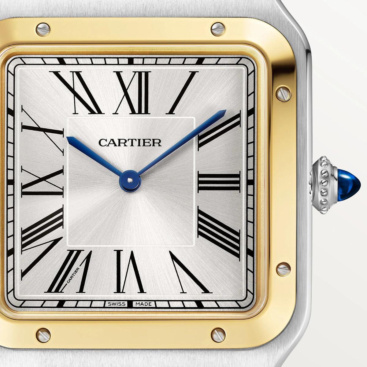 Santos-Dumont Extra-Large Model | 34mm, Two-Tone Steel & 18K Yellow Gold, Alligator Leather, Silver Dial - image 2