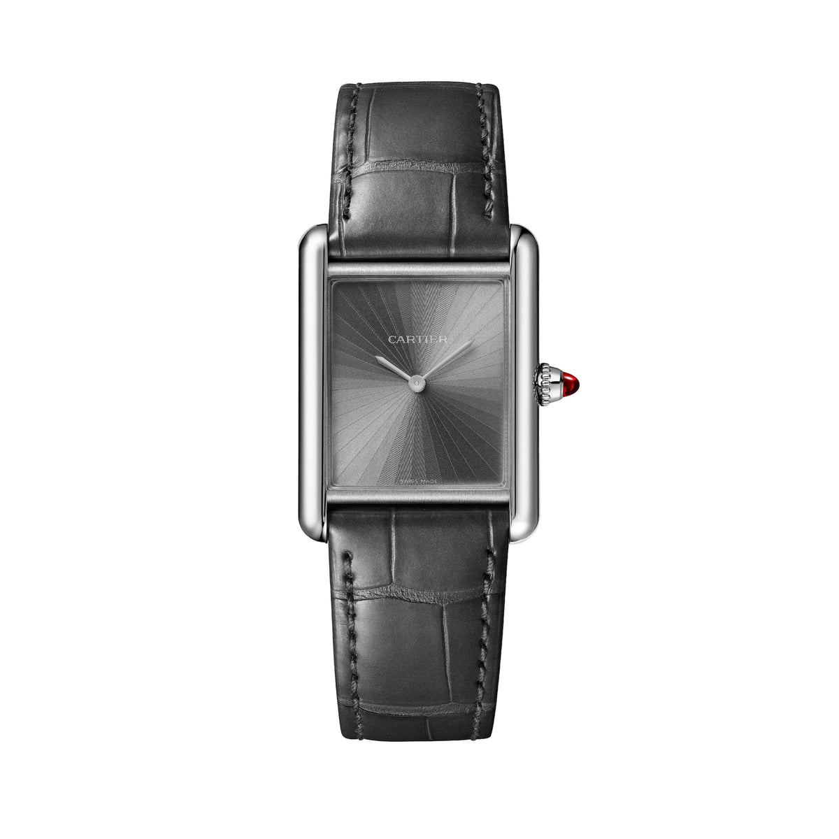 Tank Louis Cartier Large Model | 25.5mm, Platinum, Leather, Grey Dial - image 1