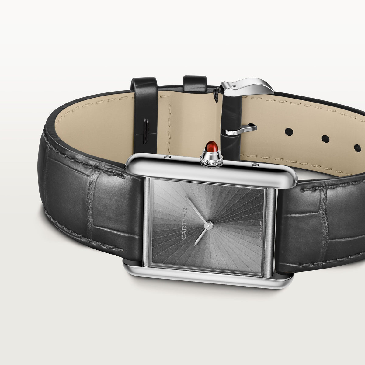 Tank Louis Cartier Large Model | 25.5mm, Platinum, Leather, Grey Dial - image 4