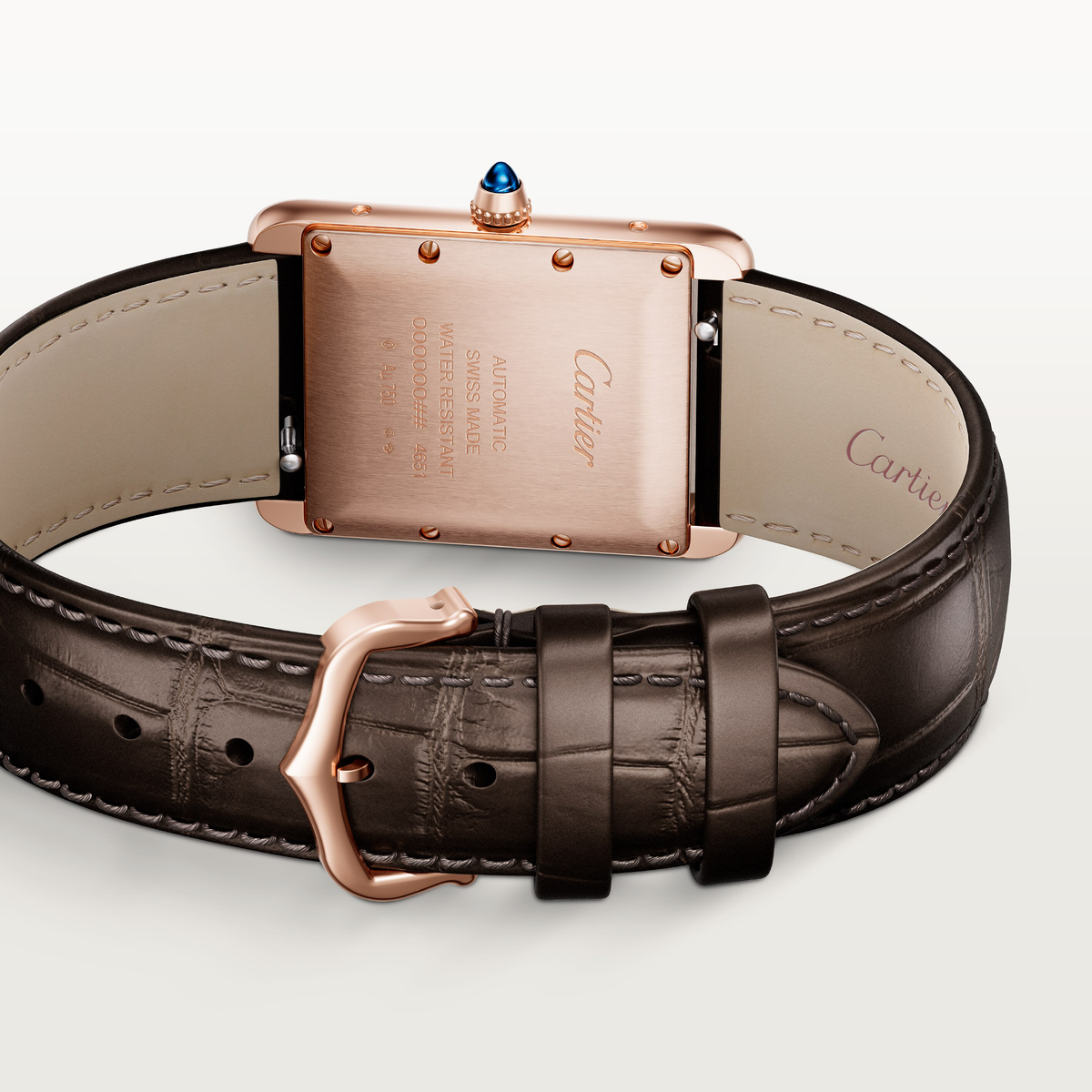 Tank Louis Cartier Large Model | 28mm, 18K Rose Gold, Alligator Leather, White Dial - image 2
