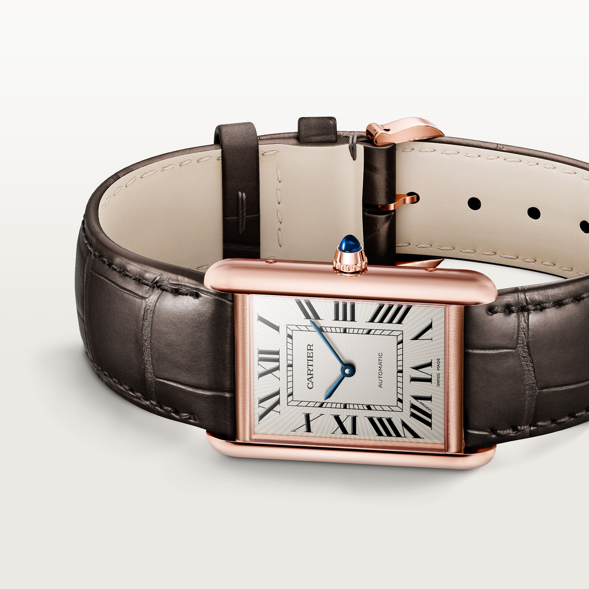 Tank Louis Cartier Large Model | 28mm, 18K Rose Gold, Alligator Leather, White Dial - image 4