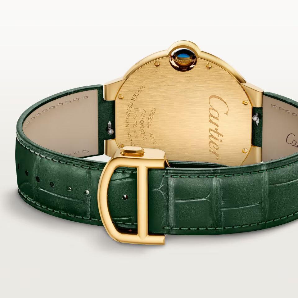 Ballon Bleu De Cartier Watch | 40mm, 18K Yellow Gold, Alligator Leather, Green Dial - image 3