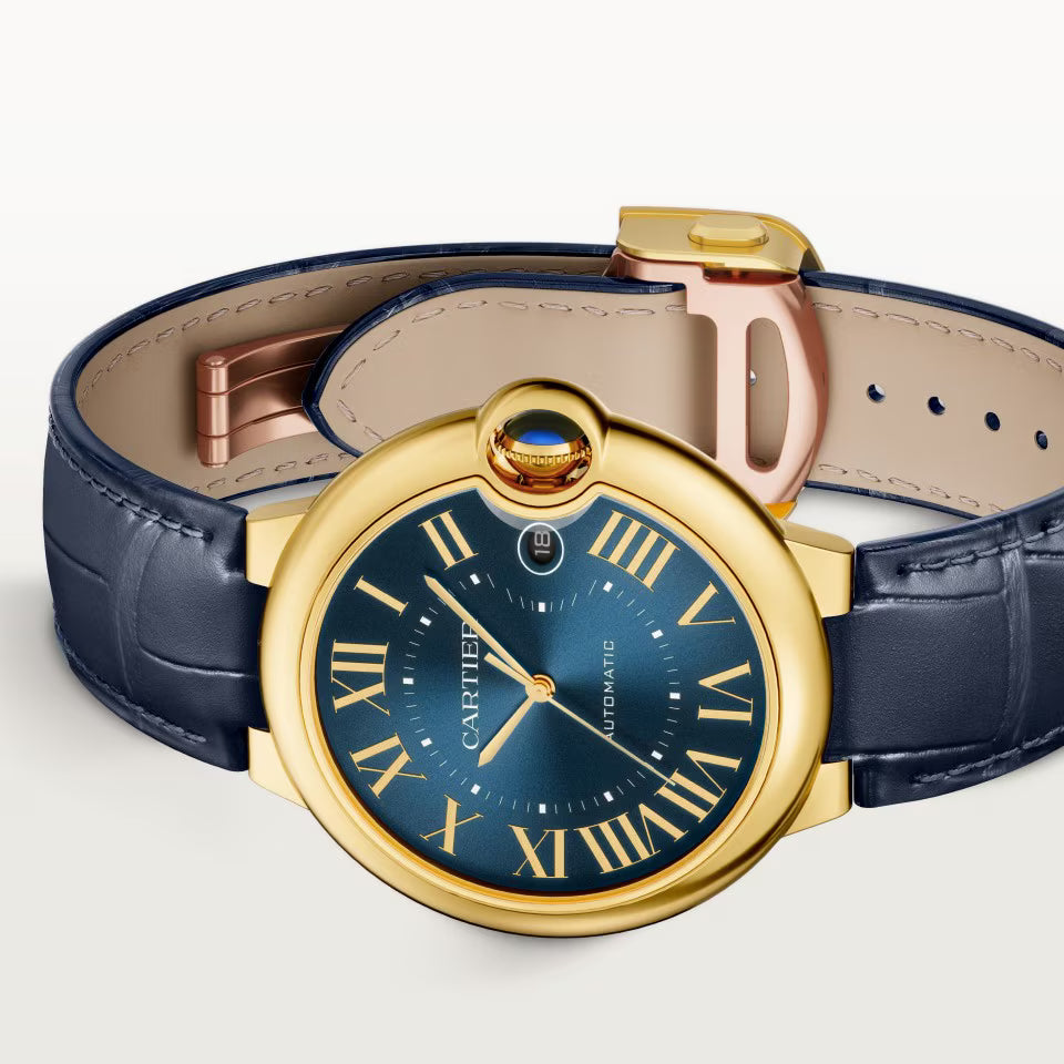 Ballon Bleu De Cartier Watch | 40mm, 18K Yellow Gold, Alligator Leather, Blue Dial - image 4