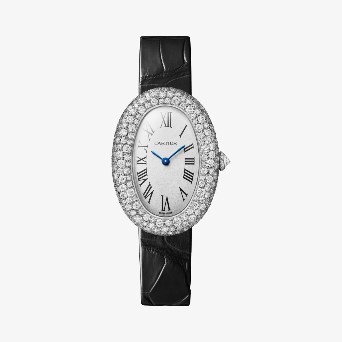 Baignoire Medium Model | 26mm, 18K White Gold, Alligator Leather, Silver Dial - image 1
