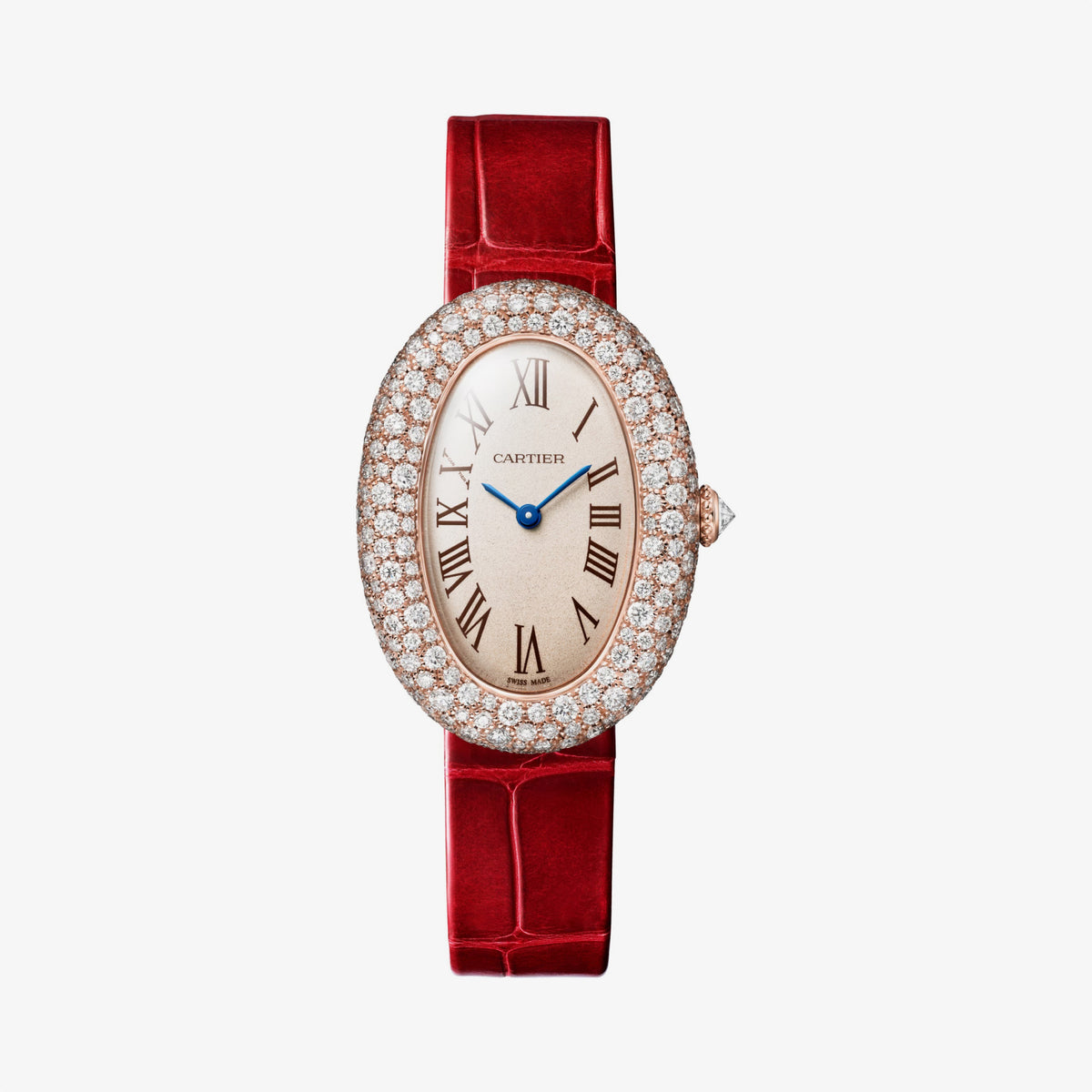 Baignoire Medium Model | 26mm, 18K Rose Gold, Alligator Leather, Silver Dial - image 1