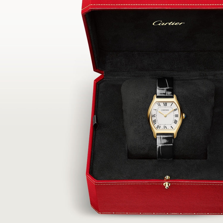Tortue Small Model | 27mm, 18K Yellow Gold, Leather, White Dial - image 3