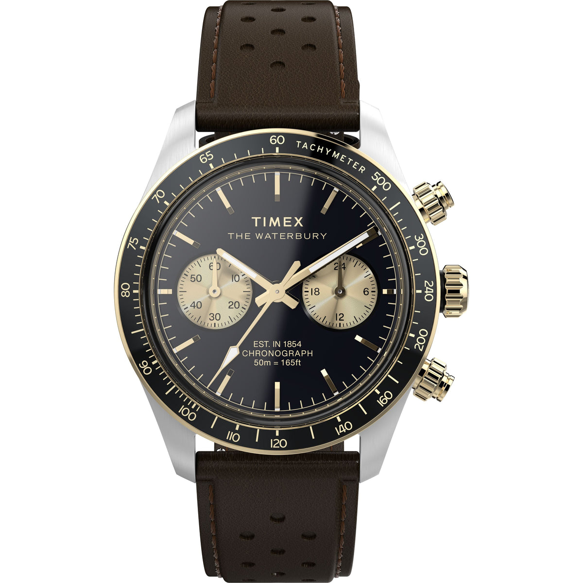 Waterbury Heritage Chronograph | 39mm, Steel, Leather, Black Dial - image 1