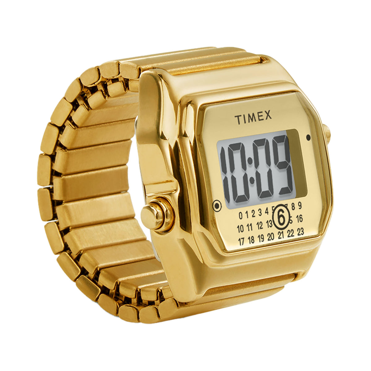 MM6 Gold Tone Digital Ring Watch S/M | 20mm, Steel, Black Dial - image 2