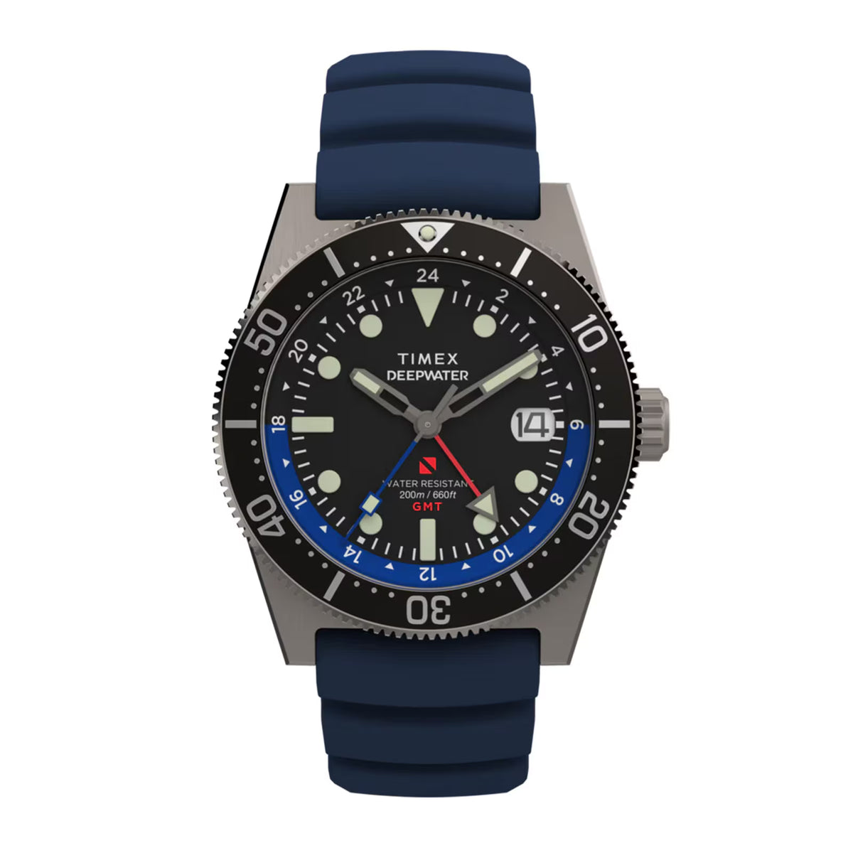 Deepwater Reef 200 GMT | 41mm, Stainless Steel and Blue Rubber Strap, Men's Watch - image 1