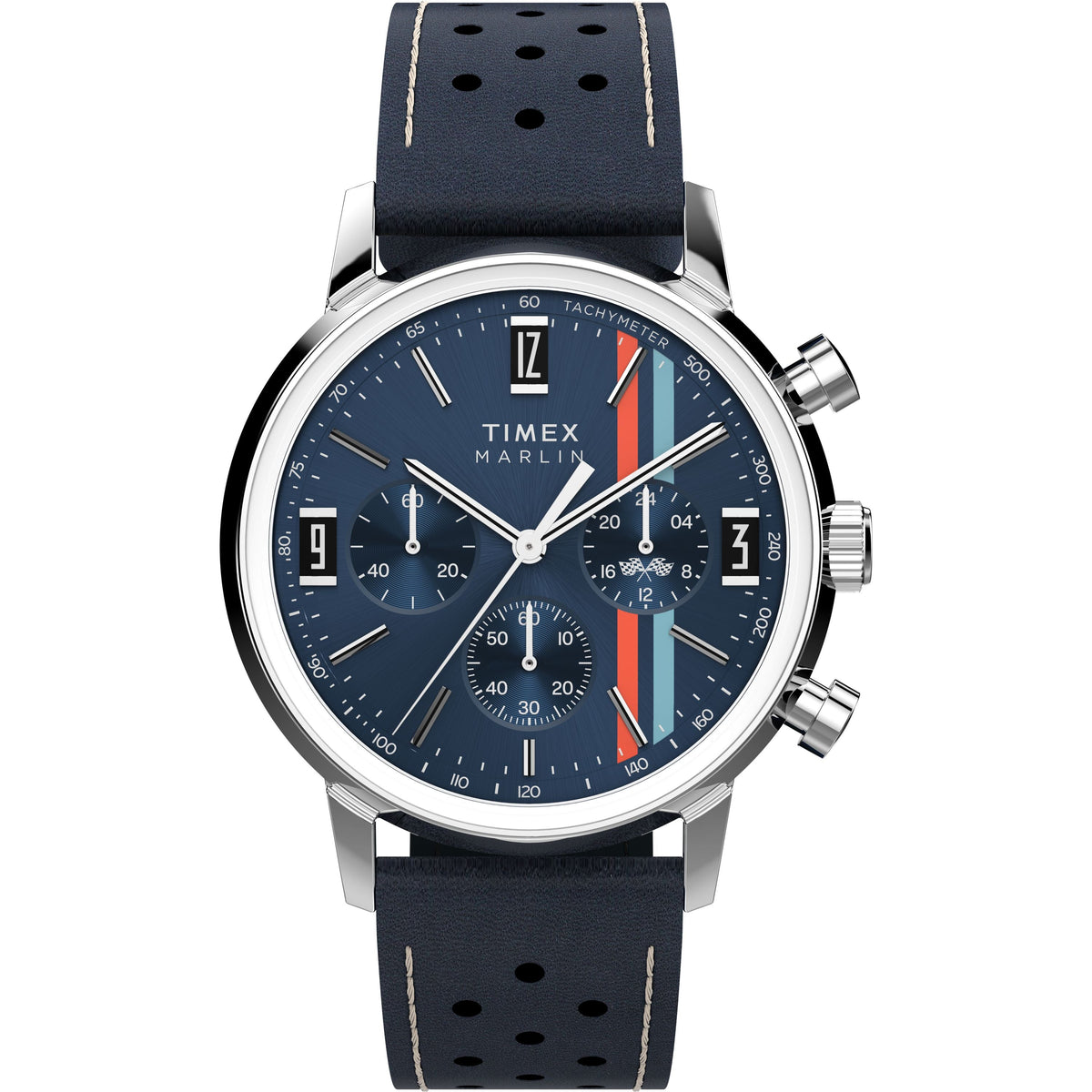 Marlin® Chronograph Tachymeter | 40mm, Steel, Leather, Blue Dial - image 1