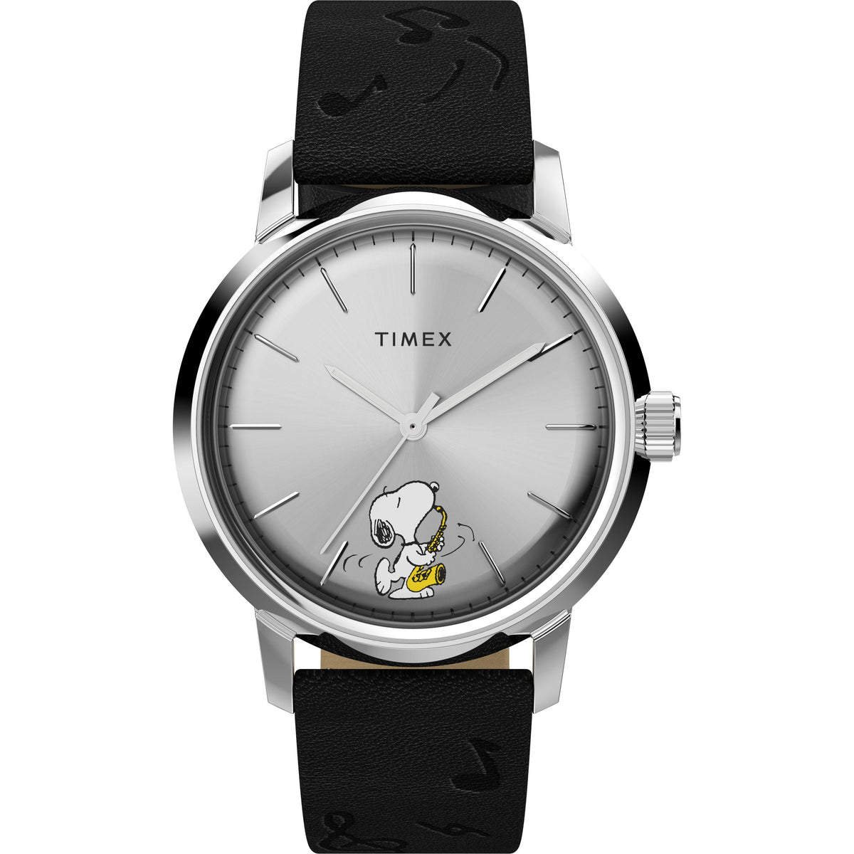 Timex x Peanuts Marlin® Automatic Saxophonist | 40mm, Steel, Leather, Silver Dial - image 1