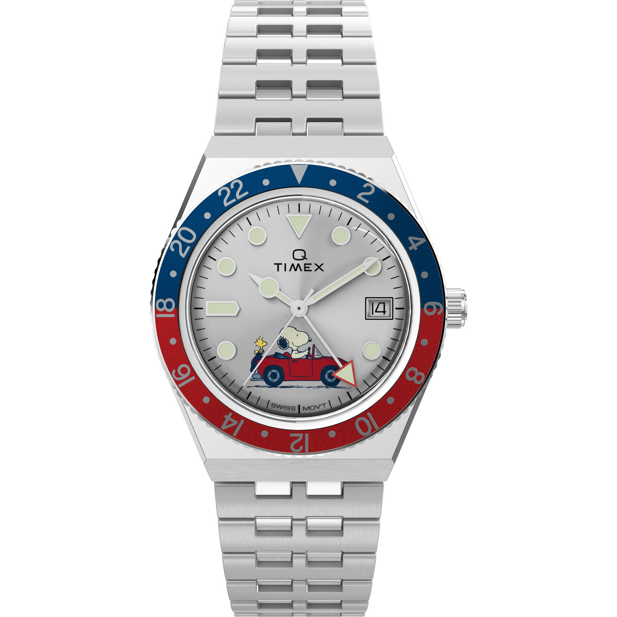 Timex x Peanuts® Q GMT | 38mm, Steel, Silver Dial - image 1