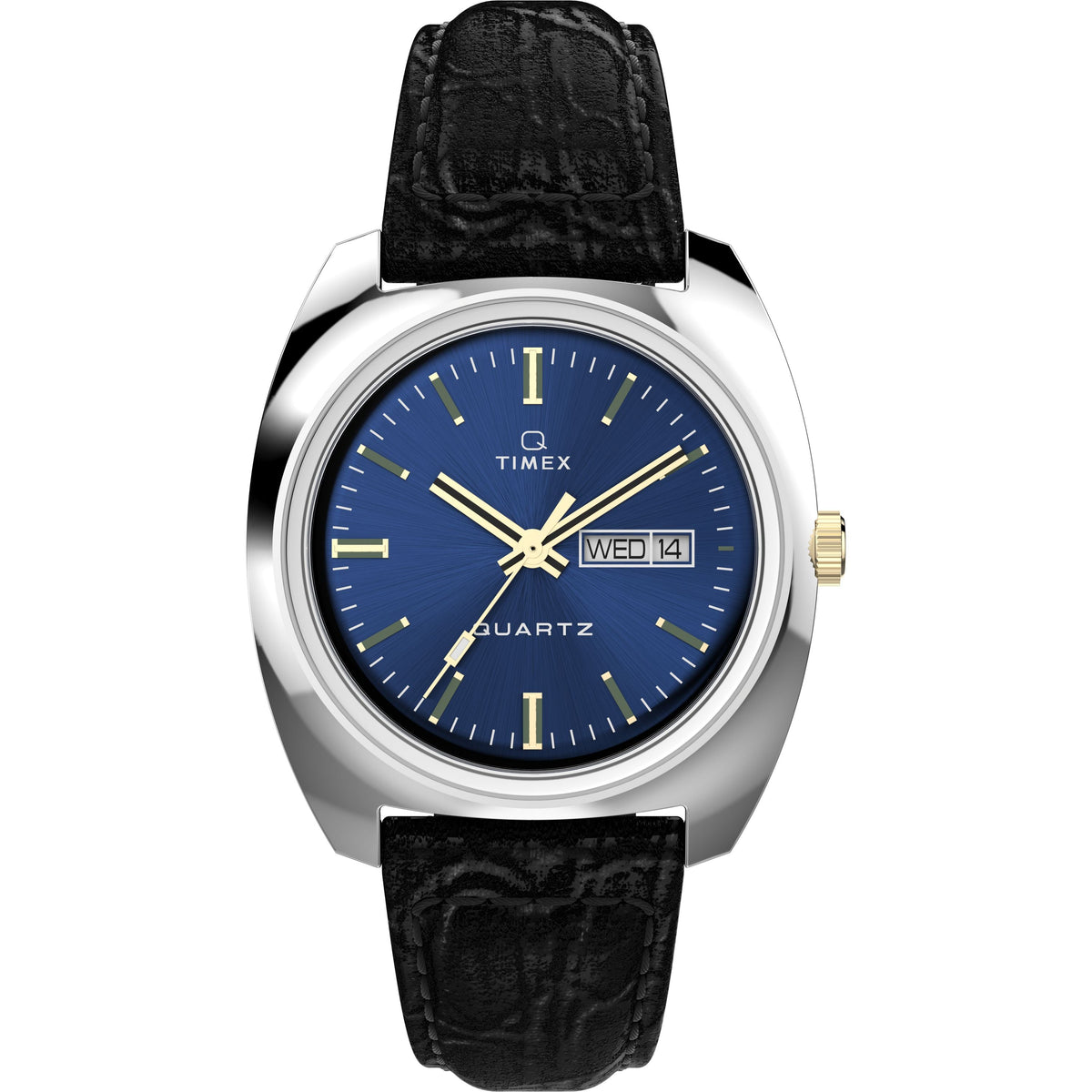 Q 1978 Day/Date | 37.5mm, Steel, Leather, Blue Dial - image 1
