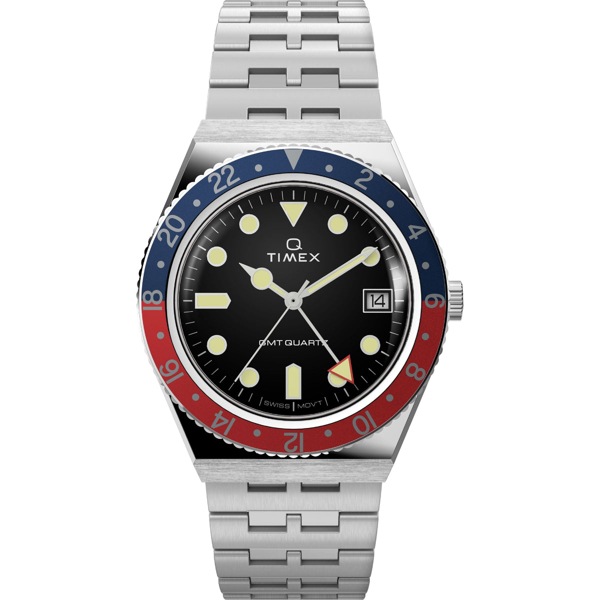 Q Timex GMT | 38mm, Steel, Black Dial - image 1