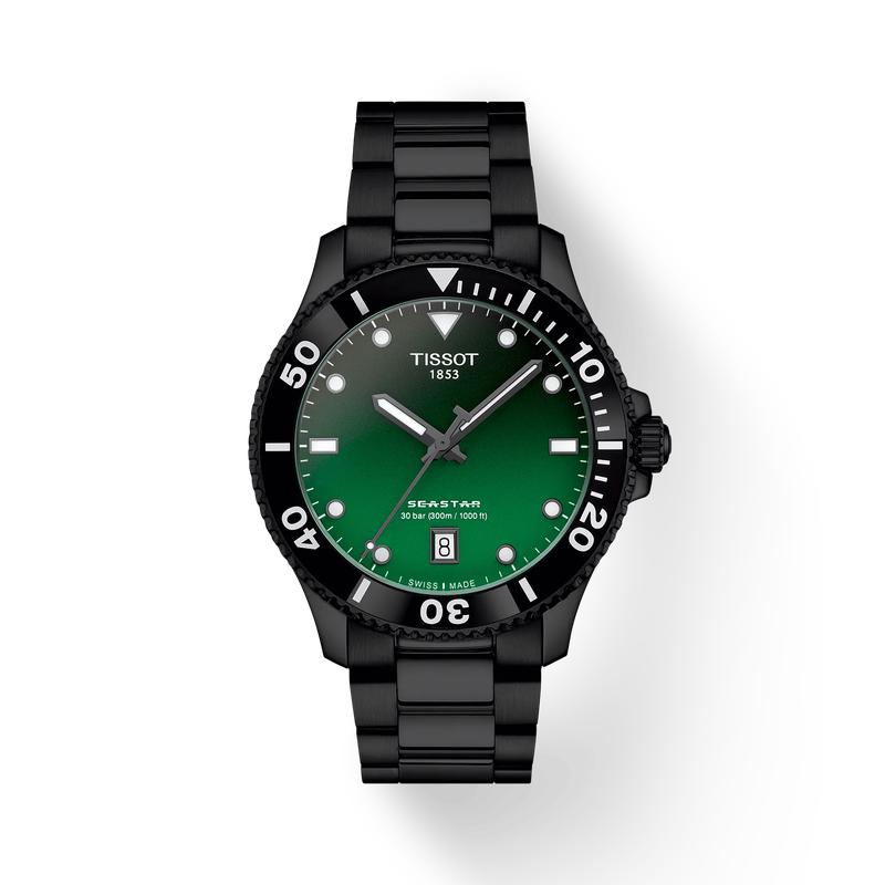 SeaStar 1000 40 | 40mm, Steel and PVD Colour, Steel & PVD Black, Green Dial - image 1