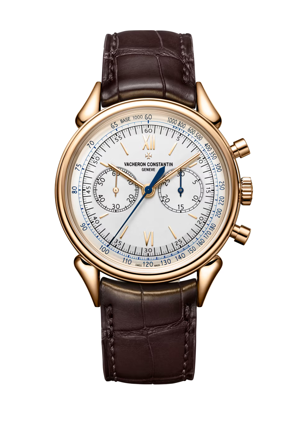 Historiques Cornes de Vache 1955 | 38.5mm, 18K Rose Gold, Leather, White Dial - image 1