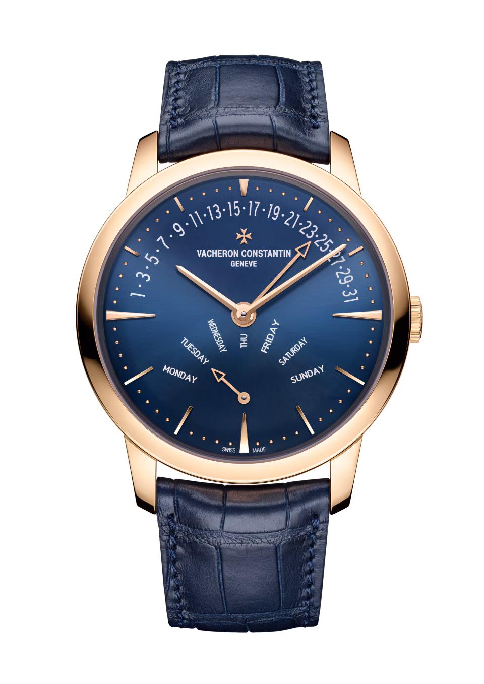 Patrimony Retrograde Day-Date 18K | 42.5mm, 18K Rose Gold, Leather, Blue Dial - image 1