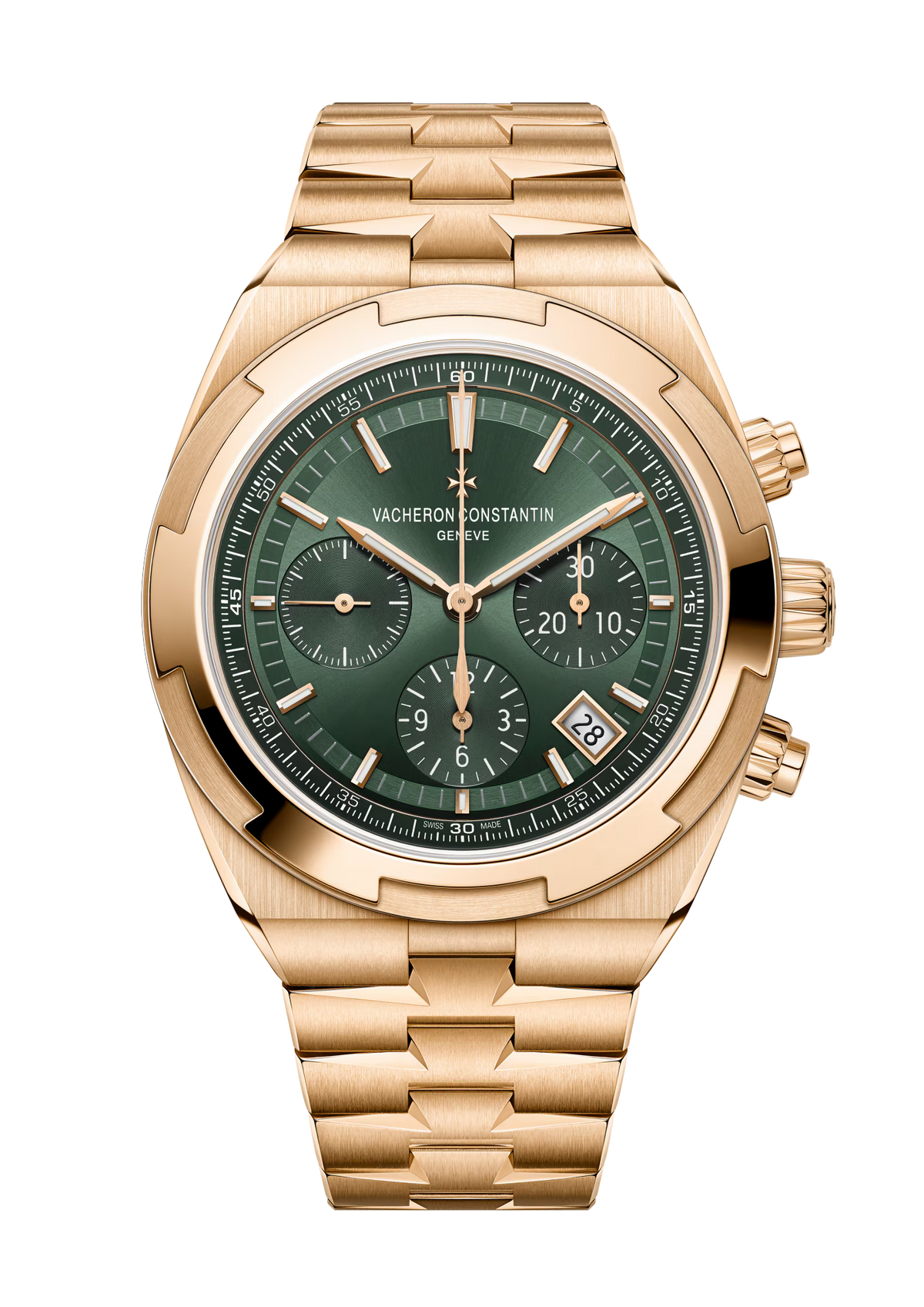 Overseas Chronograph | 42.5mm, 18K Rose Gold, Olive Green Dial - image 1