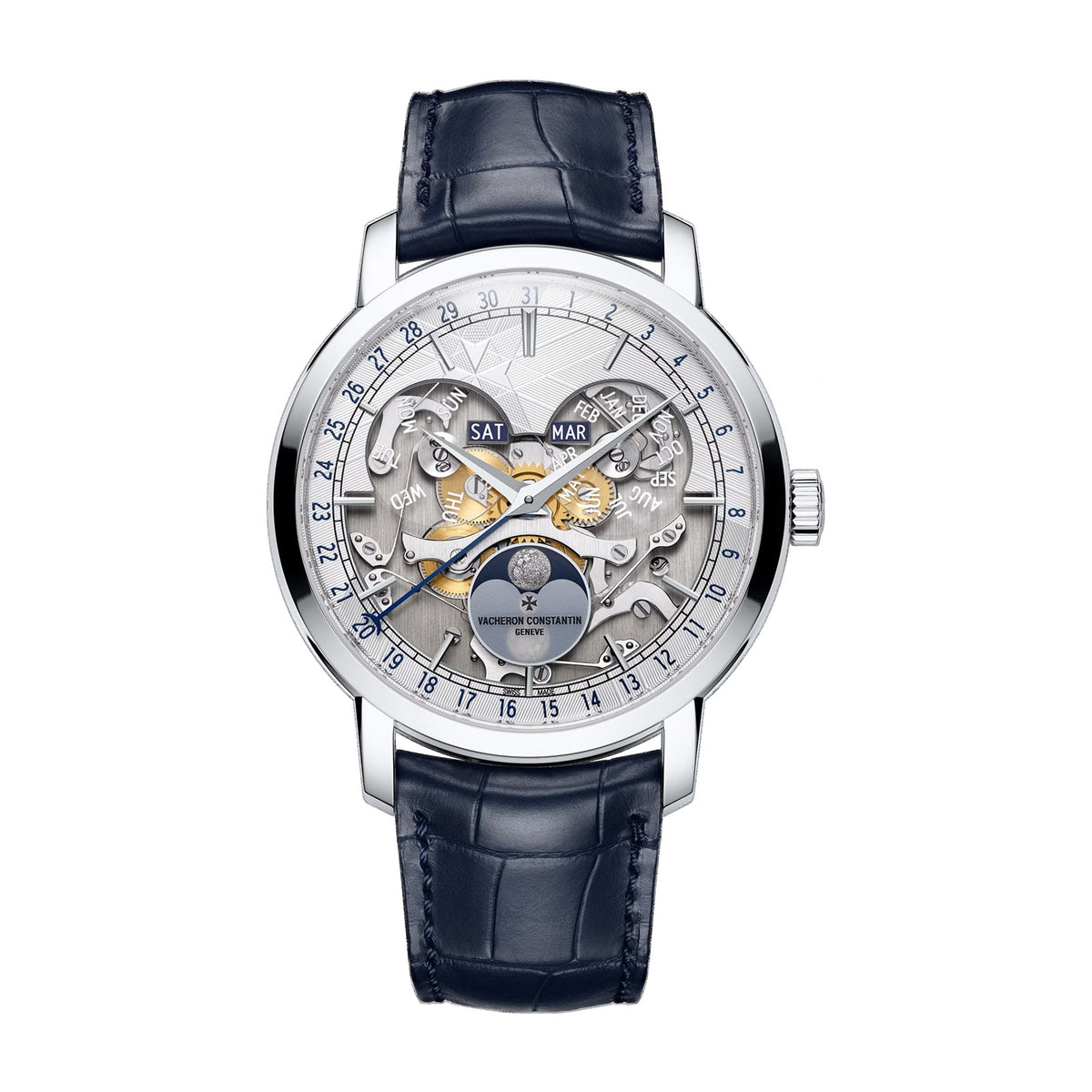 Traditionnelle Complete Calendar Openface | 41mm, Platinum, Leather, Silver Dial - image 1