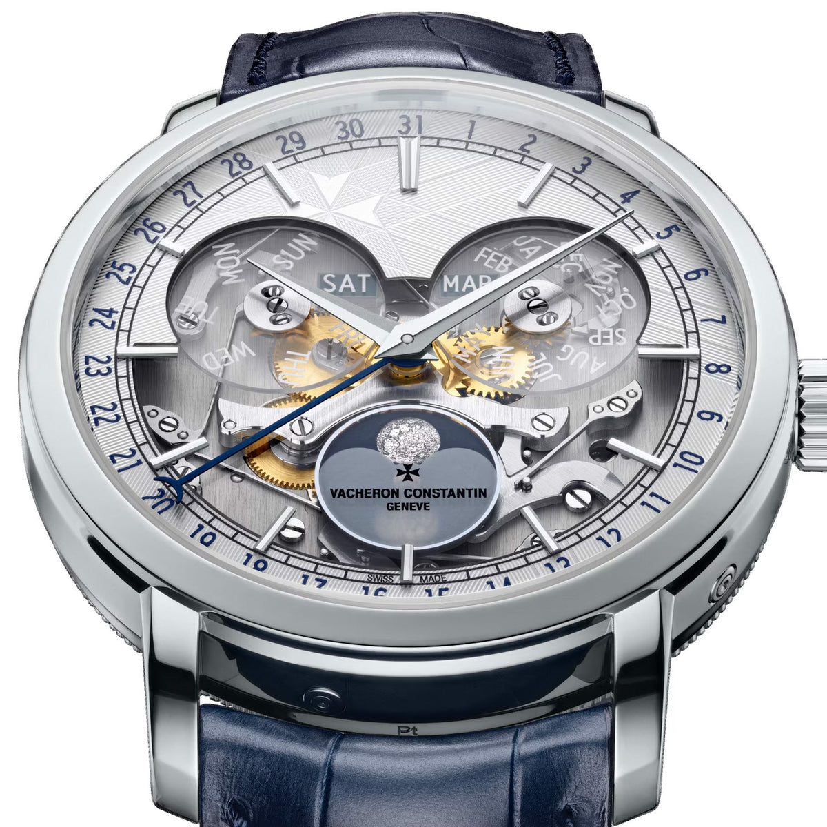 Traditionnelle Complete Calendar Openface | 41mm, Platinum, Leather, Silver Dial - image 3