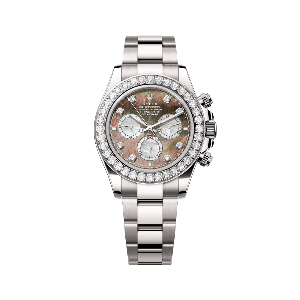 Rolex Daytona 126579RBR White Gold Mother of Pearl Diamond Dial Diamond Bezel