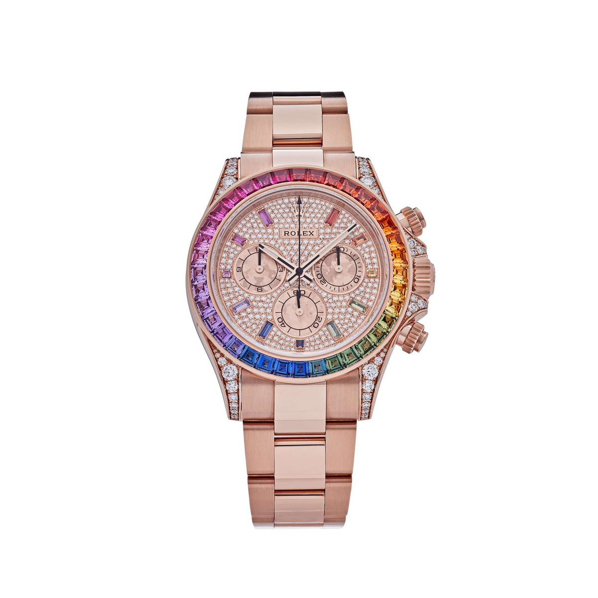 Rolex Daytona 126595RBOW 'Rainbow' Rose Gold Pave Diamond Dial Sapphire Bezel (2024)