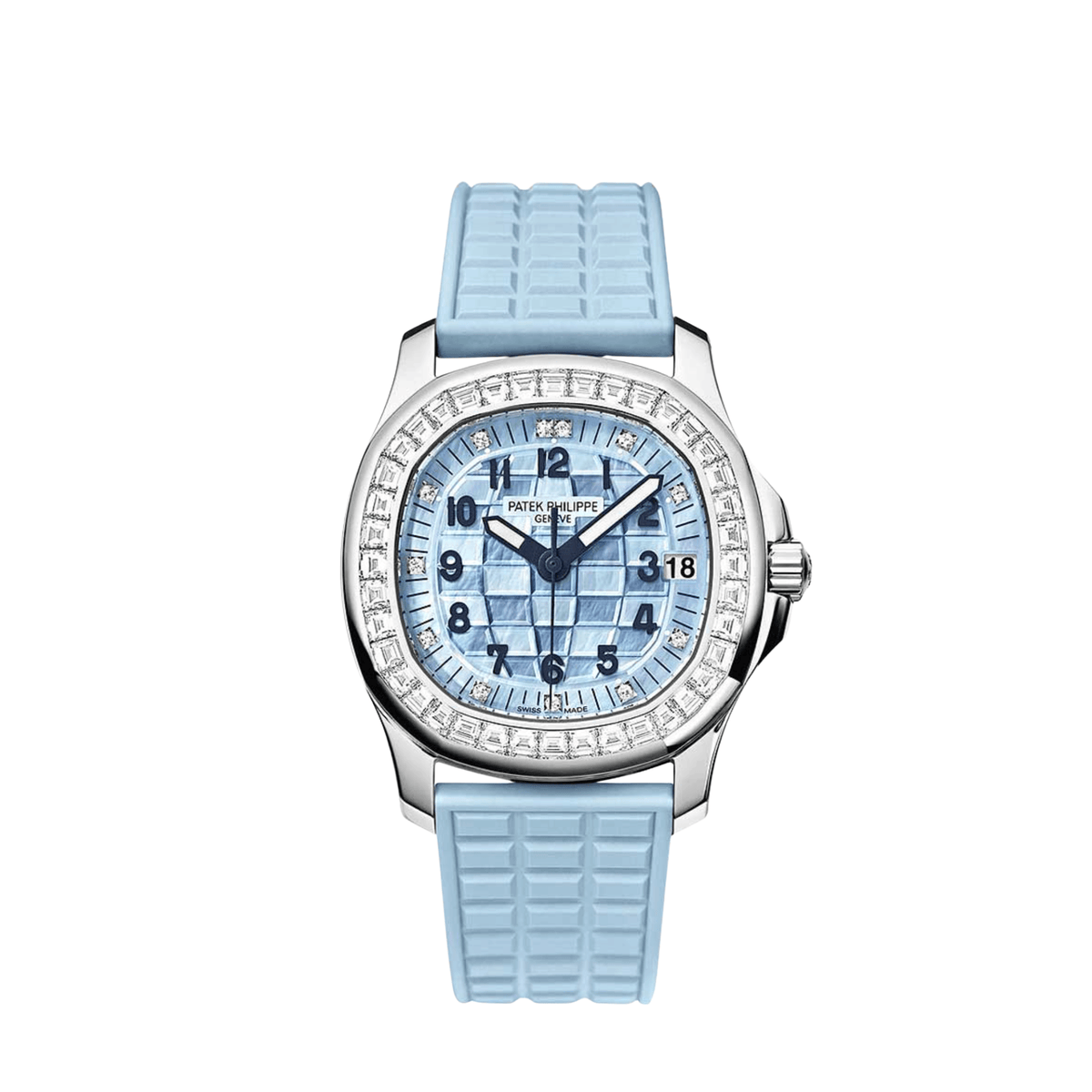 Patek Philippe Aquanaut Luce 5072G-001 'Ladies' White Gold Blue Mother of Pearl Dial Diamond Bezel