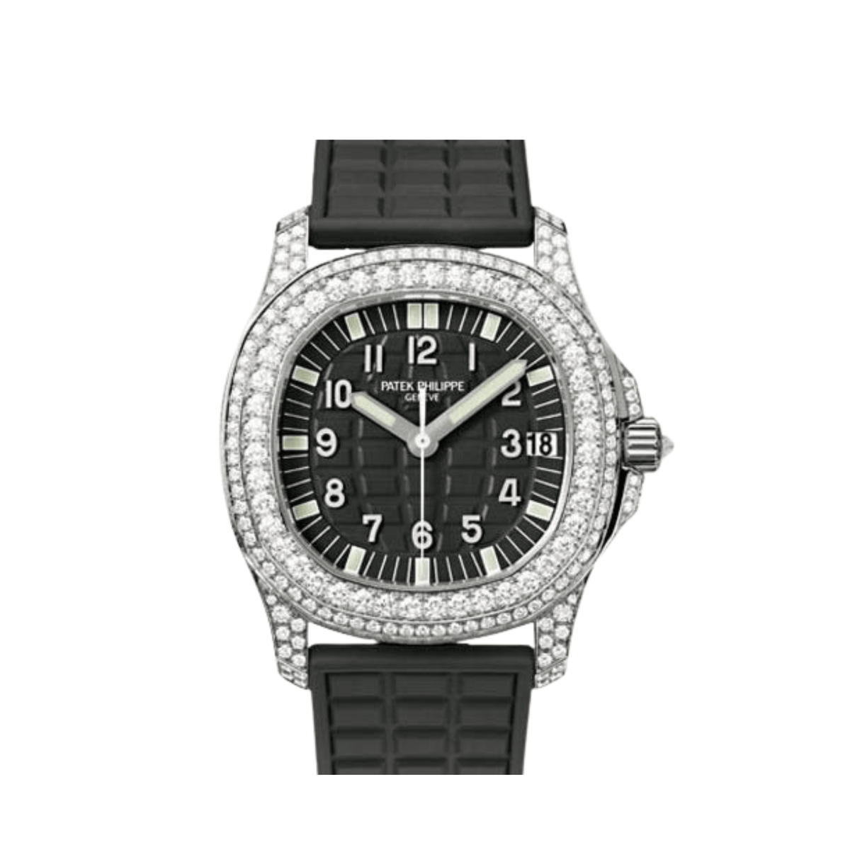 Patek Philippe Aquanaut Luce 5069G-001 'Ladies' White Gold Black Dial Diamond Bezel