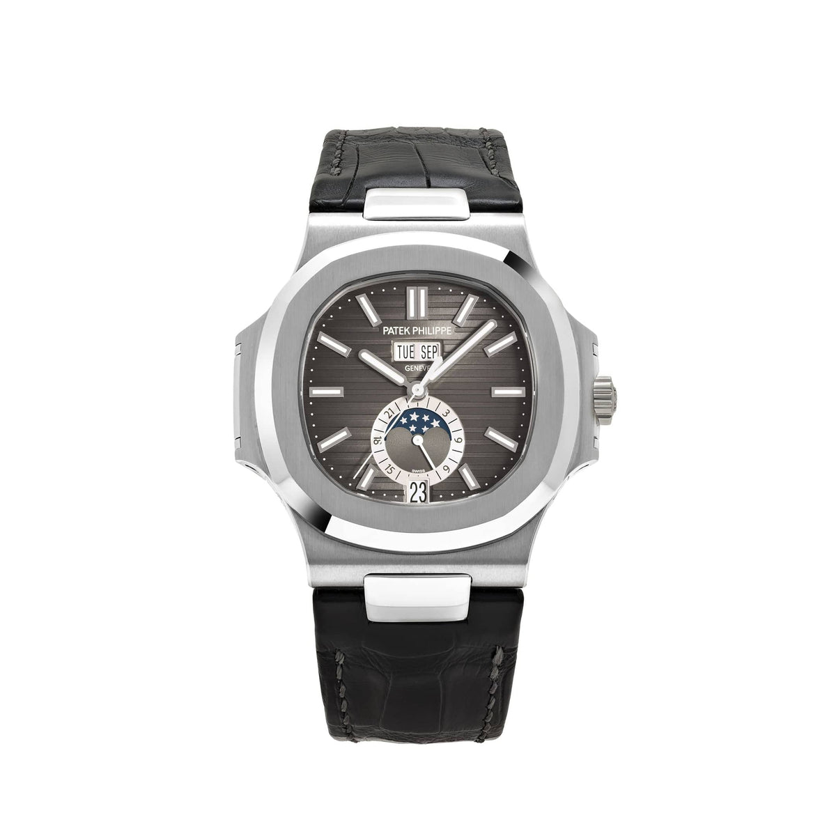 Patek Philippe Nautilus 5726A-001 Annual Calendar Moon Phases Stainless Steel Black Dial (2025)