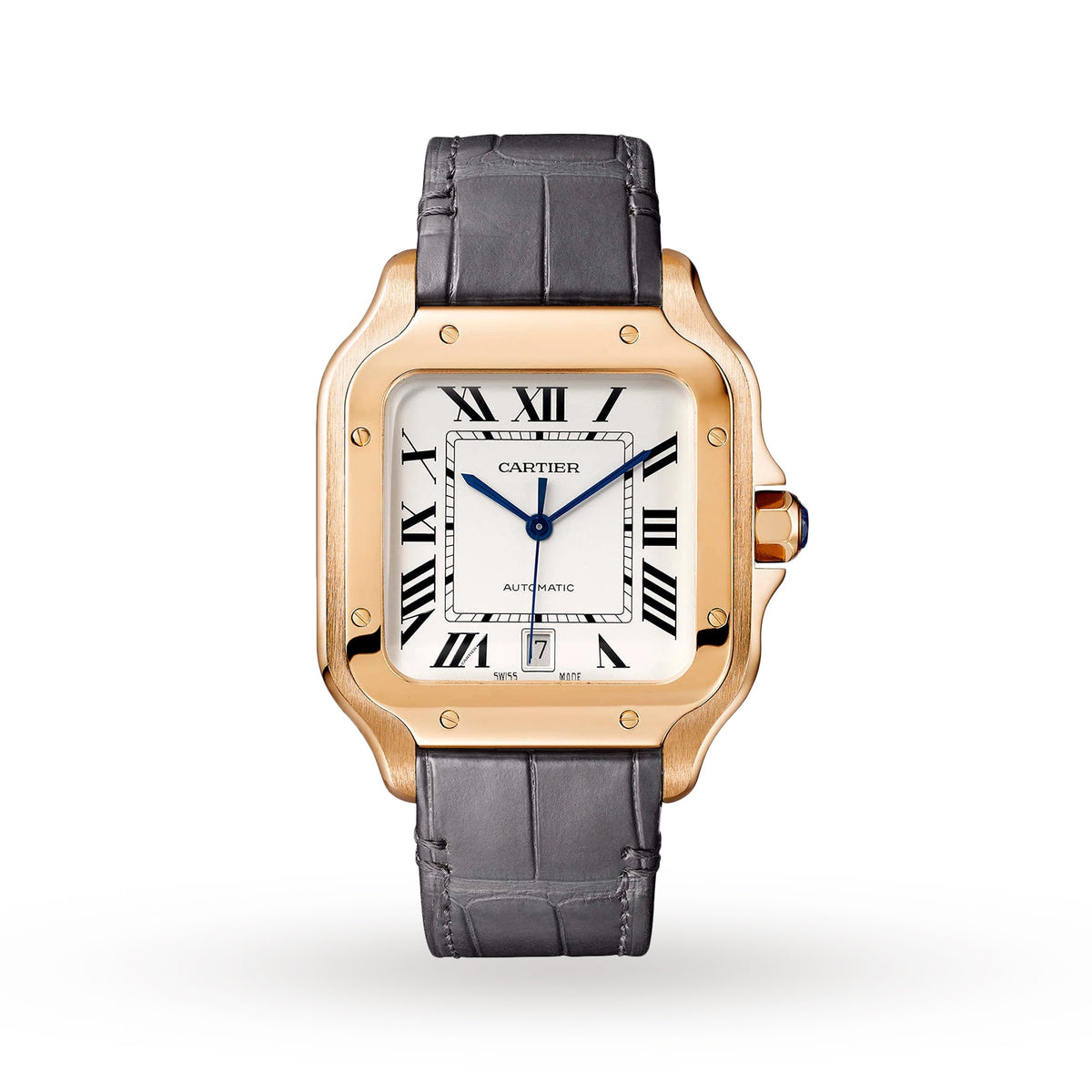 Santos de Cartier Large Model | 40mm, 18K Rose Gold, Alligator Leather, Silver Dial - image 1