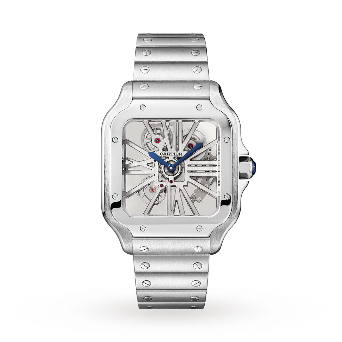 Santos de Cartier Skeleton Large Model | 40mm, Steel, Silver Dial - image 1