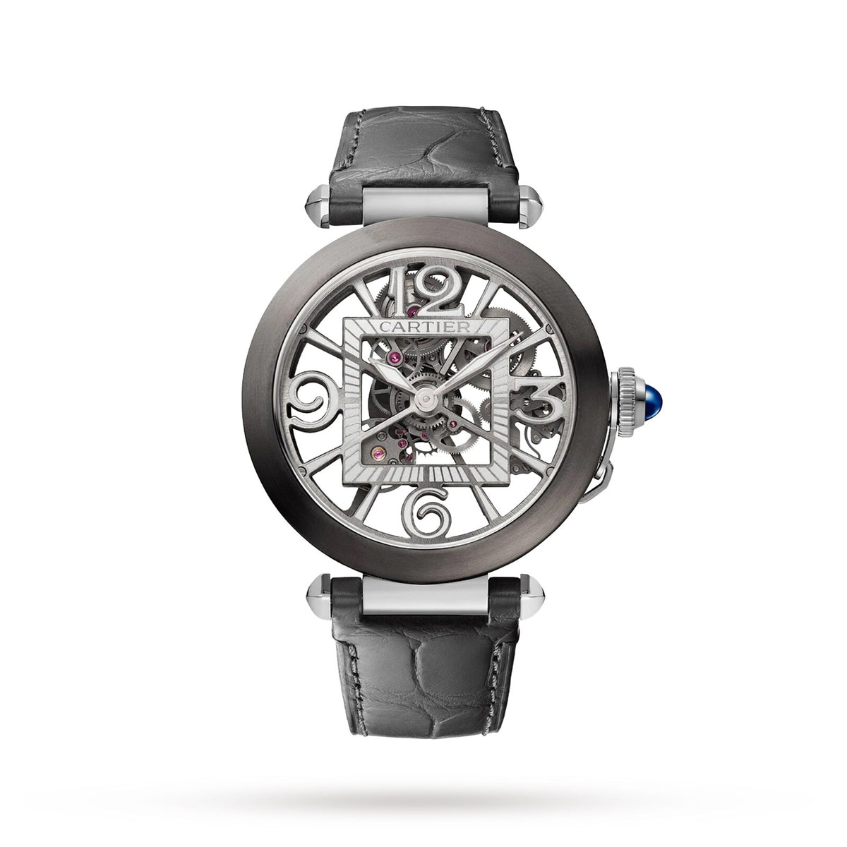 Pasha de cartier Skeleton | 41mm, Two-Tone Steel & PVD Black, Alligator Leather - image 1