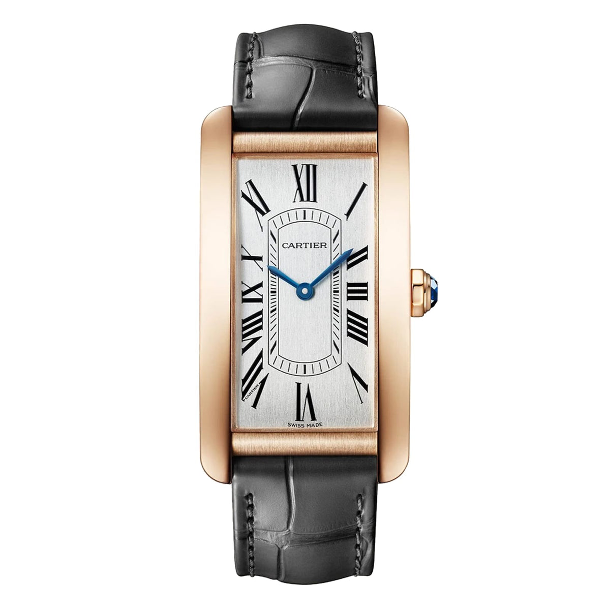 Tank Américaine Large Model | 24.5mm, 18K Rose Gold, Alligator Leather, Silver Dial - image 1